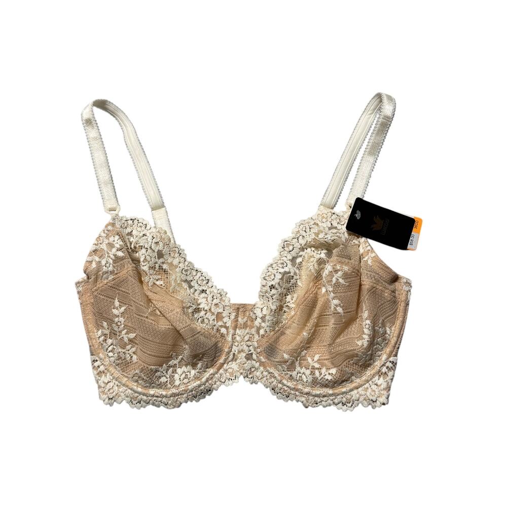 NWT Wacoal Embrace Lace Underwire Bra Womens 36DD Beige Floral Unlined Sheer - Picture 2 of 8
